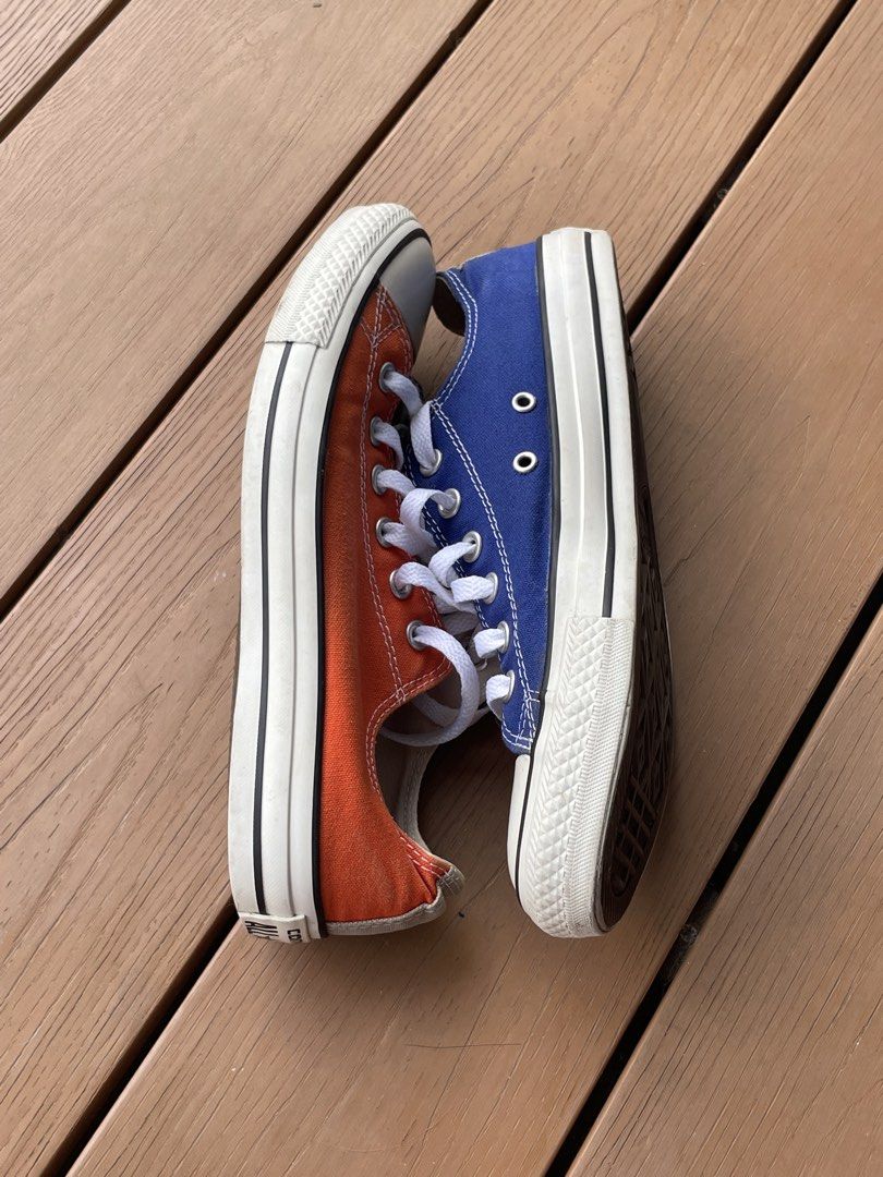 Converse All Star Sneakers - Orange / Blue - Size 8 (Category: Sneakers) located in Quezon City. Submitted by tochbarreiro (Listing ID 1437280175, Image 3). Description: Converse All Star low-top sneakers Size 8 - Unique blue and orange color-block design - White laces - No shoe box anymore - Great condition considering its age! Issues: Due to wear and age, both sides are loose, but the pair is still wearable. A sturdy shoe! *NOT THRIFTED! Bought
