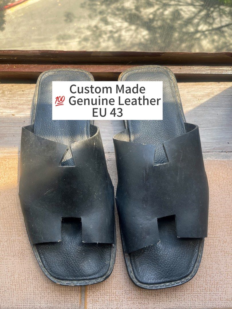 Custom Made Genuine Leather H Sandals EU 43 (Category: Slippers & Slides) located in Makati City. Submitted by eucccuy (Listing ID 1437335890, Image 1). Description: Decluttering! Custom Made Genuine Leather H Sandals -Locally Made 🇵🇭 -💯 Real and Genuine Leather With Signs of Use Feel free to DM for queries!.