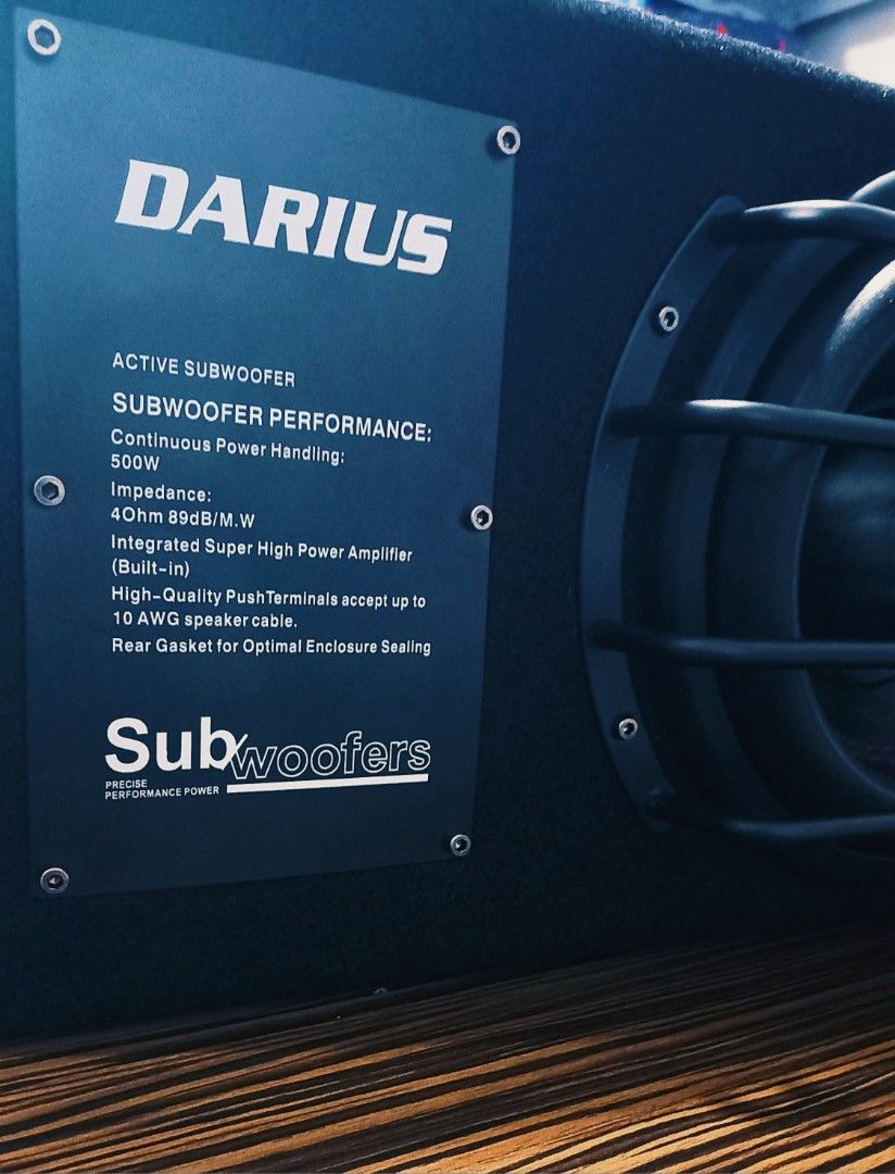 Darius 8" Active Subwoofer with an integrated high-power subwoofer amplifier. (Category: Other Audio Equipment) located in Antipolo. Submitted by fastlane8moto (Listing ID 1437280436, Image 1). Description: Darius 8" Car Active Subwoofer with an integrated high-power subwoofer amplifier. 8 InchesPower Handling: 500 Watts Continuous Power Equipped with Cannon SubwooferSpeaker Impedance: 4 OhmsSensitivity: 90 DB Amplifier: Built-in "Super High Powe