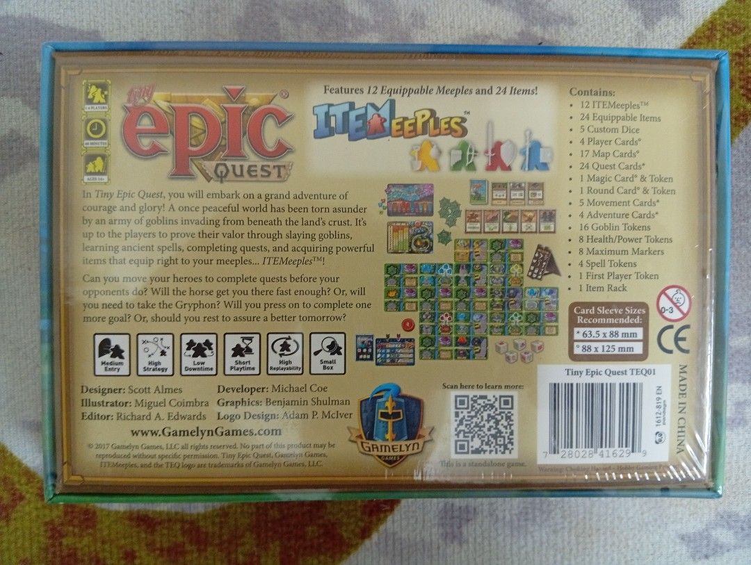 Tiny Epic Quest (Category: Toys & Collectibles) located in Temerloh. Submitted by najmidzulkarnain (Listing ID 1437265267, Image 3). Description: FEEL FREE TO NEGO PRICE Seal never opened. Helping a relative to sell his old stock. TAKE NOTE THIS IS AN OLD STOCK. THERE IS A CHANCE OF MOLD ALTHOUGH SEAL NEVER OPENED! PM if interested. Can give more discount if buy more in my listing. Make offer to lock your order. CHECK OUT MY PROFILE FOR MORE BOAR