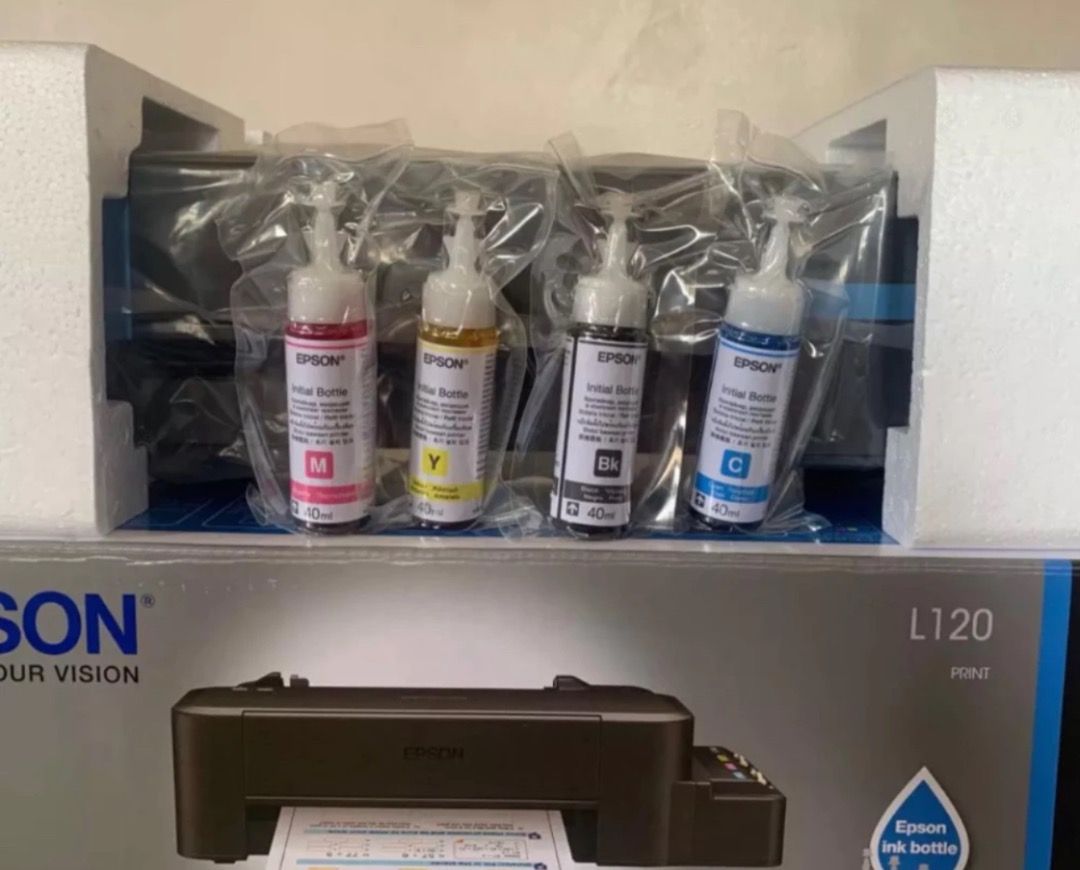 Epson L120 Printer (Category: Printers, Scanners & Copiers) located in Caloocan City. Submitted by bravedragon.9df24a (Listing ID 1437212187, Image 3). Description: - Epson L120 printer with ink tank system - Fast print speed: 8.5 ipm - Includes Epson ink bottles - Designed for affordable document printing - Low running costs - 2-year warranty.