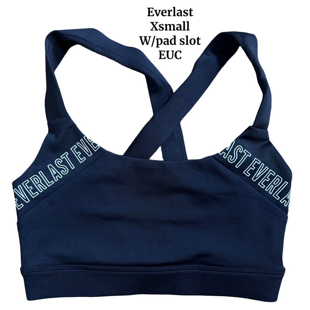 Everlast Sports Bra (Category: Activewear) located in Imus. Submitted by m_fitness (Listing ID 1437224445, Image 1). Description: - Everlast sports bra - Size: Xsmall - Features the Everlast logo - Criss-cross back design - Includes a pad slot - Perfect for workouts and physical activities.