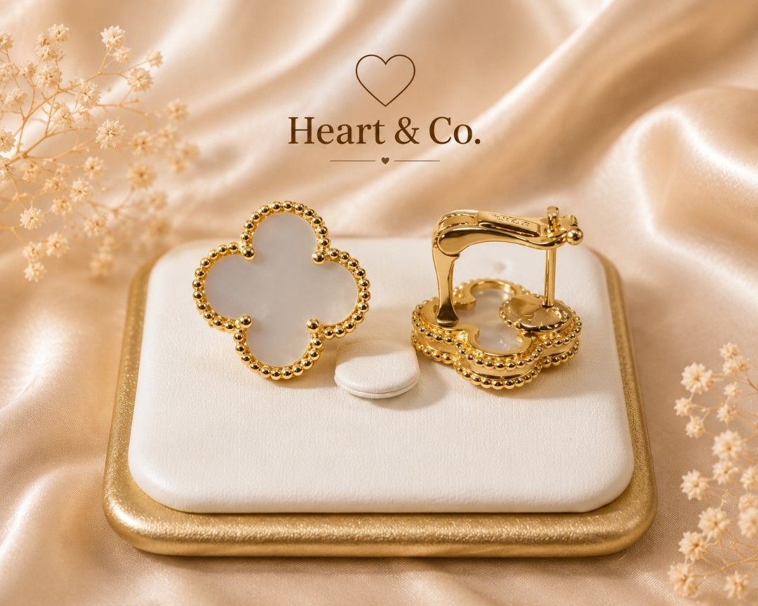 Four Leaf Clover Earrings with box (Category: Earrings) located in Pasig City. Submitted by howsofpreloved (Listing ID 1437216034, Image 3). Description: Four-Leaf Clover Earrings with box Add elegance and positive energy to your everyday style with the Heart & Co. Clover Collection ✨Known for its elegant and luxurious appearance, the cloverleaf design has become a favorite accessory style for women who love classy, minimalist jewelry with meanin