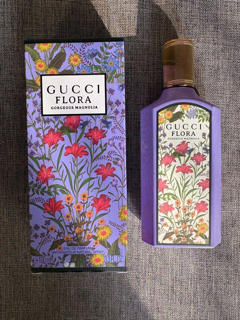 GUCCI FLORA GORGEOUS MAGNOLIA | PREMIUM QUALITY (Category: Fragrance & Deodorants) located in Taguig. Submitted by blissy0215 (Listing ID 1437337465, Image 1). Description: ✅Guaranteed long lasting scent ✅Premium quality Top notes are Dewberry, Coconut and Orange; middle notes are Magnolia, Jasmine Sambac, Ylang-Ylang and Lily of the Valley; base notes are Musk, Patchouli and Blonde Woods..