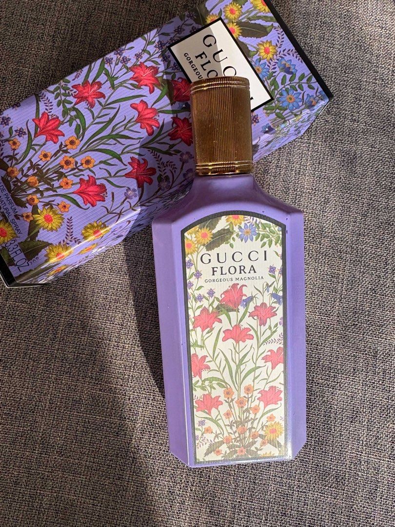GUCCI FLORA GORGEOUS MAGNOLIA | PREMIUM QUALITY (Category: Fragrance & Deodorants) located in Taguig. Submitted by blissy0215 (Listing ID 1437337465, Image 2). Description: ✅Guaranteed long lasting scent ✅Premium quality Top notes are Dewberry, Coconut and Orange; middle notes are Magnolia, Jasmine Sambac, Ylang-Ylang and Lily of the Valley; base notes are Musk, Patchouli and Blonde Woods..
