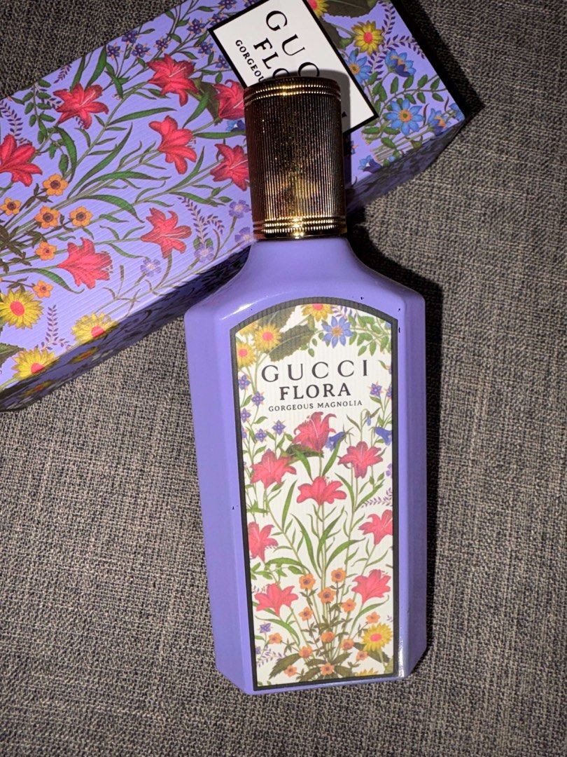 GUCCI FLORA GORGEOUS MAGNOLIA | PREMIUM QUALITY (Category: Fragrance & Deodorants) located in Taguig. Submitted by blissy0215 (Listing ID 1437337465, Image 3). Description: ✅Guaranteed long lasting scent ✅Premium quality Top notes are Dewberry, Coconut and Orange; middle notes are Magnolia, Jasmine Sambac, Ylang-Ylang and Lily of the Valley; base notes are Musk, Patchouli and Blonde Woods..