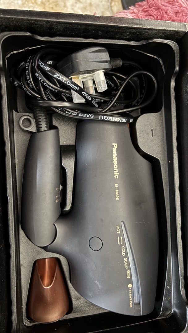 Hair dryer (Category: Hair) located in Bulacan. Submitted by fastmountain.088555 (Listing ID 1437246373, Image 1). Description: Original panasonic hair dryer nanocare for hair skin and scalp. with box..