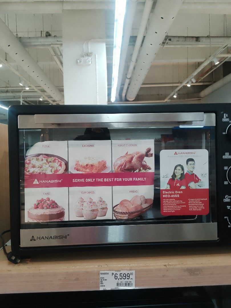Hanabishi convection oven (Category: Other Kitchen Appliances) located in Manila. Submitted by vastfire_035680 (Listing ID 1437284088, Image 1). Description: bilhin nyo na po hnd nagamit good condition yung box lng ang may ontil sira 6,599.00 pero 5,000 nlng po binebenta. kailangan lang po pang gastos hindi na natuloy yung baking business..