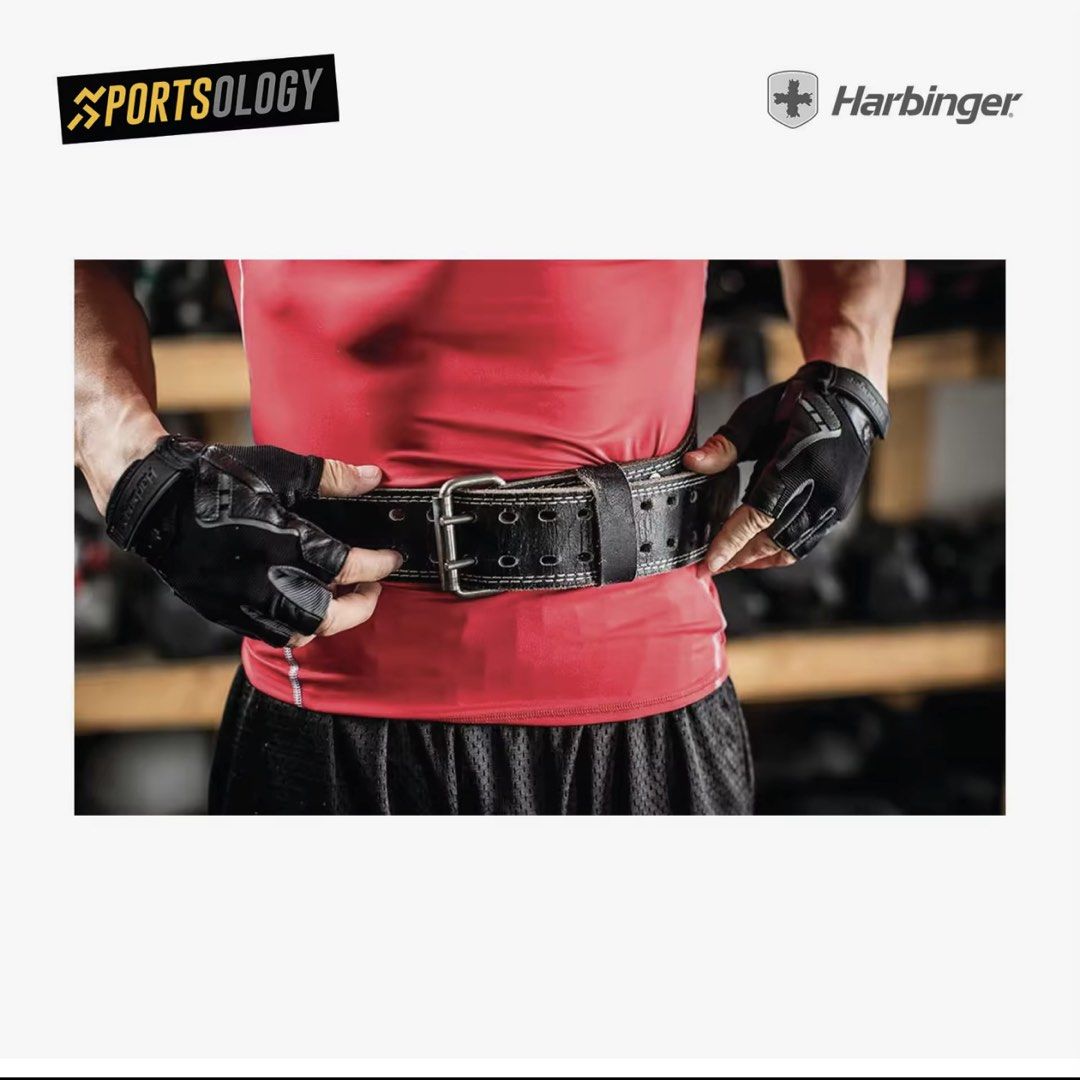 Harbinger Leather Weightlifting Belt (Category: Toning & Stretching Accessories) located in Dasmarinas. Submitted by denmae (Listing ID 1437272240, Image 2). Description: - Harbinger leather weightlifting belt - Black exterior with embossed Harbinger logo - Adjustable sizing with multiple holes - Sturdy buckle - Interior: lighter tan color - Size Large.