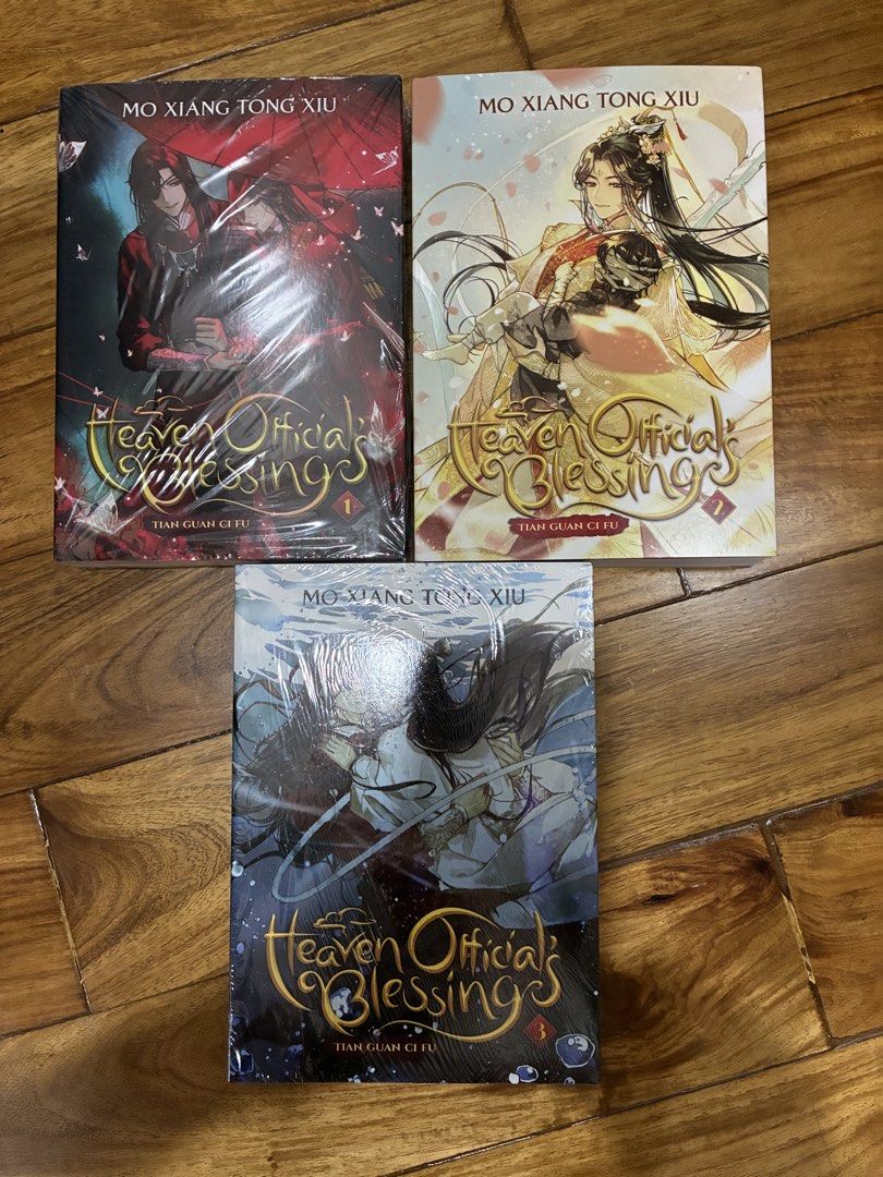 Heaven Official's Blessing Volume 1-3 (Category: Storybooks) located in Quezon City. Submitted by anolymous (Listing ID 1437317559, Image 1). Description: May be bought individually. Volumes 1 and 3 are sealed and unopened. Volume 2 was opened for checking but has never been used/read. There’s a very small bump on one corner of Volume 2 from handling, but it’s barely noticeable unless inspected closely. Feel free to message me for more photos or 