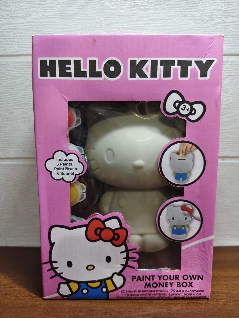 Hello Kitty Paint Your Own Money Box (Category: Craft Supplies & Tools) located in Las Pinas. Submitted by mommy_14 (Listing ID 1437327039, Image 1). Description: - Kitty Paint Your Own Money Box Set! - Includes: Kitty figure, 6 paints, and paintbrush. - Features a display card scene. - Perfect for Kitty fans. - A fun and creative activity!.
