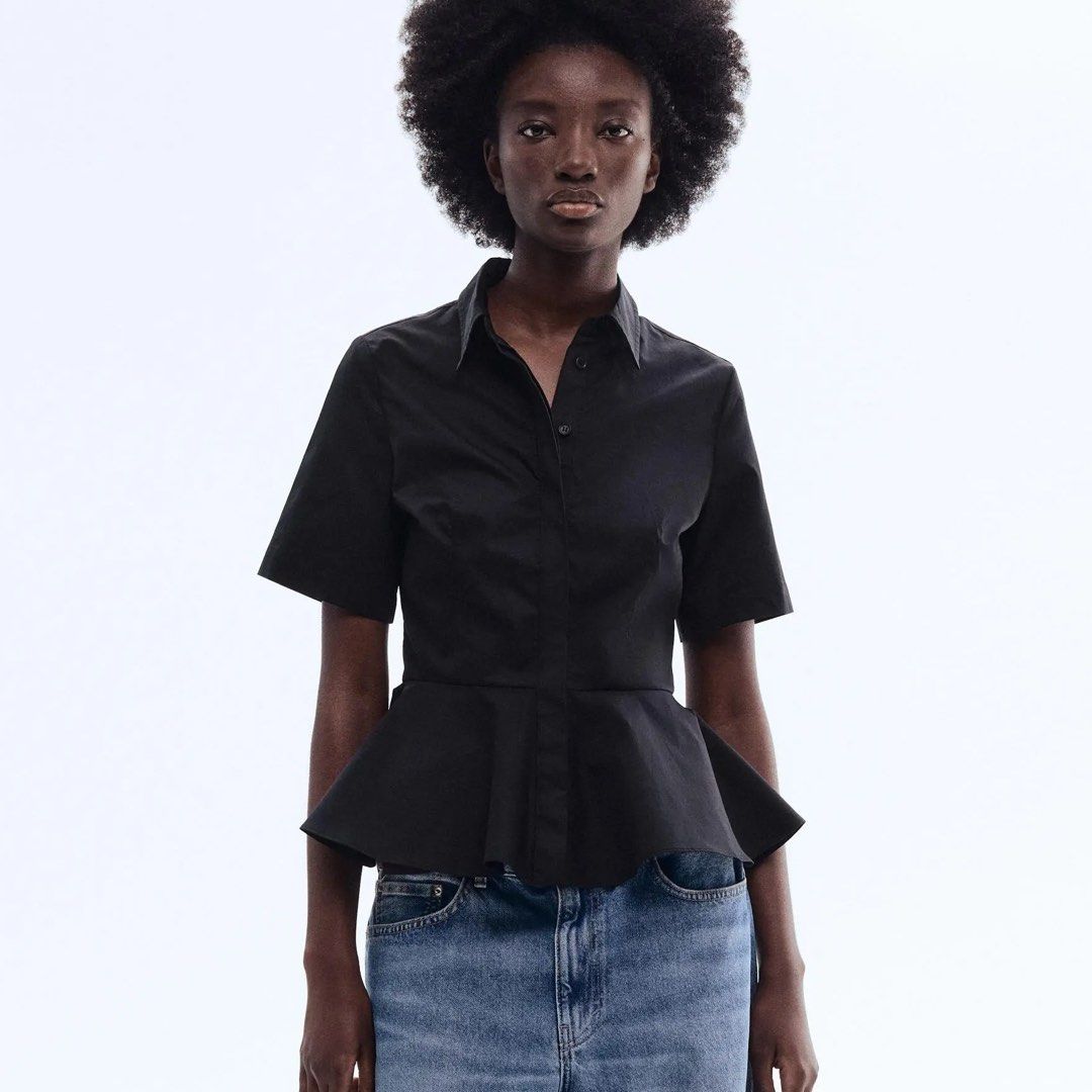 H&M Poplin Peplum Blouse XL (Category: Blouses) located in Bacoor. Submitted by ellainecelis (Listing ID 1437254155, Image 1). Description: Worn once.