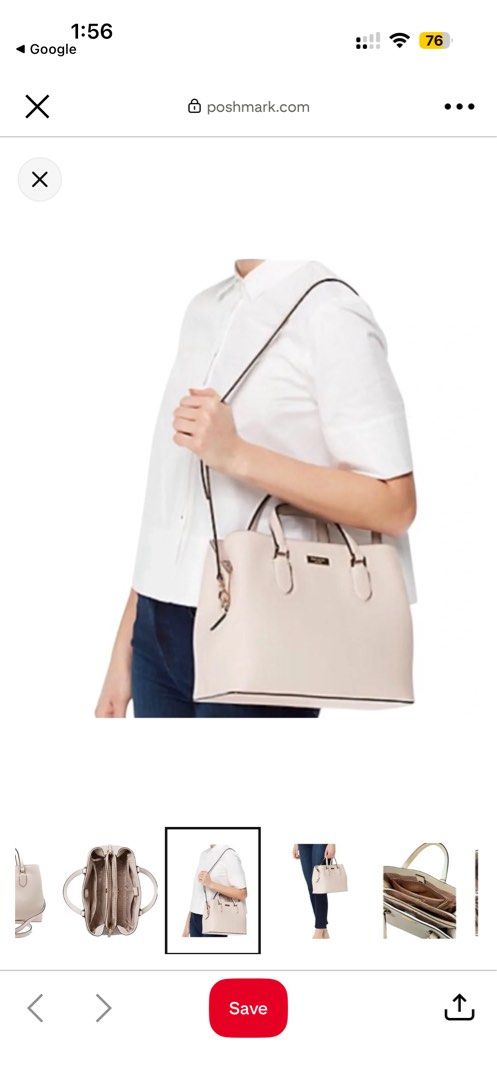 Kate Spade New York Laurel Way (Category: Luxury Bags & Wallets) located in Quezon City. Submitted by prelovedbyaisc (Listing ID 1437263660, Image 2). Description: - Kate Spade handbag - Light pink color - Top handle and detachable shoulder strap - Rectangular shape - Gold-tone logo - Made of leather - Multiple interior compartments - bought in Las Vegas Outlet.