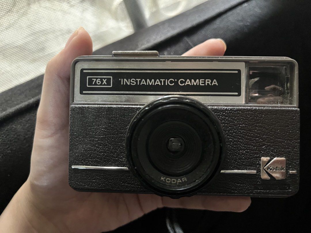 Kodak Instamatic 76-X Camera (Category: Cameras) located in Manila. Submitted by blastermarie (Listing ID 1437261231, Image 1). Description: - Vintage Kodak Instamatic 76-X camera - Features a Kodar lens - Comes with the original box - Built-in flash - Stylish black body - Film compartment accessible - Includes a camera strap - Perfect for classic film photography - no sample shots - last gamit nito gumagana pa.