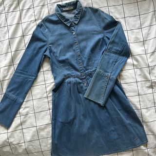 lee denim dress Graylee Tie-Front Denim Babydoll Dress Medium Denim / L