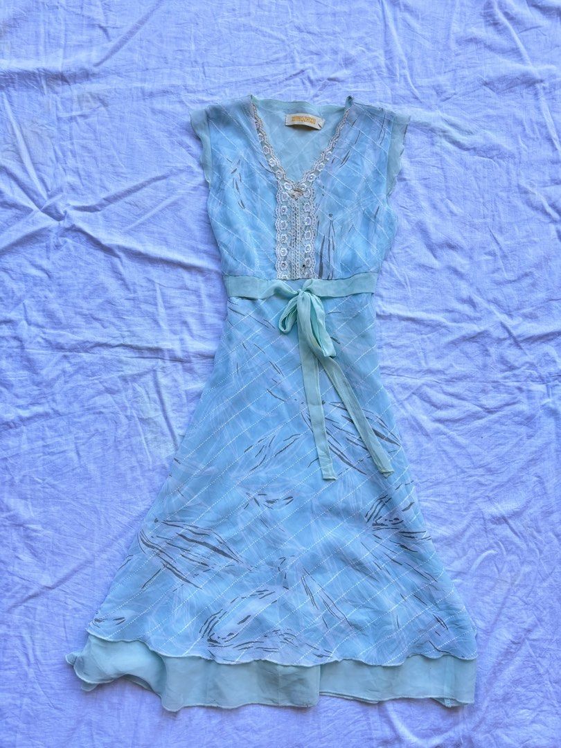 Light Blue Chiffon Lace-Trim Dress (Category: Dresses) located in Tarlac. Submitted by lucyfinds (Listing ID 1437363452, Image 1). Description: ➰ Light Blue Chiffon Lace-Trim Dress ➰ brand: xingzhixiu size: s-m issue: yellowish stain mine 99 steal 129 bid + 10 lock 399 ➰payment first ➰Expect minimal issue ➰Manage your expectations ➰ 3 days reservation only ➰No deleting of comments 𝓔𝓷𝓭 𝓸𝓯 𝓑𝓲𝓭𝓭𝓲𝓷𝓰: May 14, 10:00 PM.
