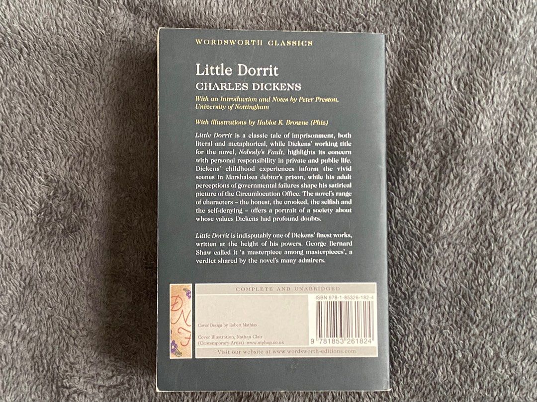 Little Dorrit by Charles Dickens (Category: Storybooks) located in Pasig City. Submitted by alaskaids (Listing ID 1437286320, Image 2). Description: Wordsworth Classics Features: Complete and unabridged Secondhand from Biblio MOP: Gcash or Bank Transfer MOD: Lalamove or Grab, shouldered by buyer SDD available.