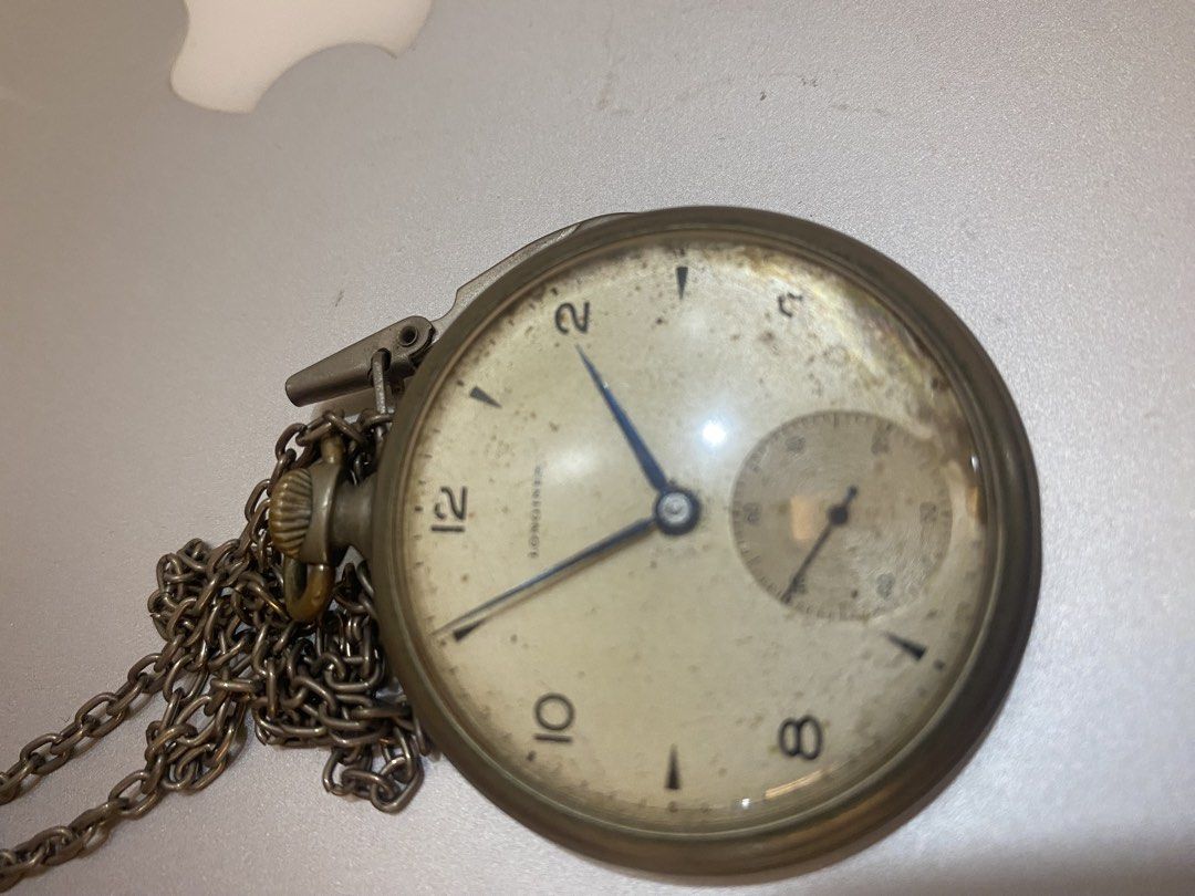 Longines Pocket Watch with Chain (Category: Luxury Watches) located in Angeles City. Submitted by terwin (Listing ID 1437302863, Image 2). Description: - Vintage Longines pocket watch - Cream-colored dial - Black numerals and hands - Small seconds subdial - Silver-colored case - Includes matching chain - In working condition.