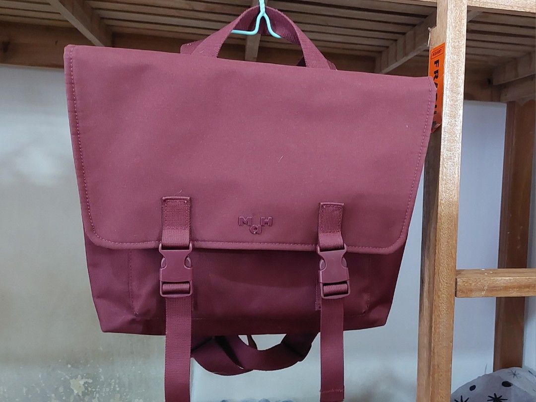 MAH Oli Waterproof Backpack 13" in Red Wine (Category: Backpacks) located in Mandaue City. Submitted by nikkis.knickknacks (Listing ID 1437367893, Image 2). Description: MAH Oli Waterproof Backpack 13" in Red wine -- • originally got it for 1.4k •500 FIRM PRICE; would rather keep than sell for lower • L 30.5 x W 8 x H 29 cm • Polyester • holds shape • actually waterproof • more spacious than it seems • sturdy and comfortable straps • unique desig