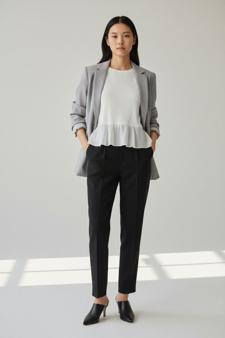 Mango Suit White Sleeveless Top with Ruffles (Category: Coats, Jackets and Outerwear) located in Quezon City. Submitted by rl_minimalist (Listing ID 1437223112, Image 1). Description: - Mango Suit white sleeveless top with silk ruffles - Designed to be worn underneath a blazer - Size XXS but fits S-M.