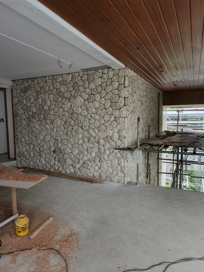 Natural Stone Wall Cladding (Category: Wall Decor) located in Quezon City. Submitted by akosiicee (Listing ID 1437268012, Image 3). Description: - Natural stone wall cladding - Suitable for interior and exterior use - Features unique shapes and sizes - Creates a textured appearance - Light, neutral color - Complements various design styles - Perfect for feature or accent walls.