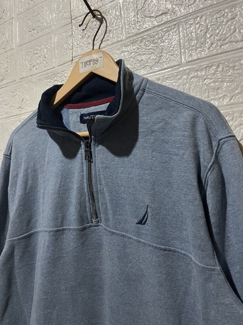 Nautica Quarter-Zip Sweatshirt - Blue - (Category: Coats, Jackets and Outerwear) located in Quezon City. Submitted by davidso682 (Listing ID 1437359994, Image 2). Description: - Nautica quarter-zip sweatshirt - Color: Blue - Size: Large - Features a small logo on the chest - Navy blue collar - Zipper closure - Long sleeves - Soft fleece interior - Made in the Philippines.