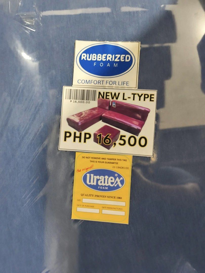 RUSH BNEW URATEX L TYPE SOFA (Category: Sofas) located in Manila. Submitted by sam.dxluttxr (Listing ID 1437253038, Image 2). Description: - Brand new L-type sofa set - Color: Blue - Brand: Uratex Foam and Rubberized Foam - Original Price: PHP 16,500 -Loc: Tondo, Manila negotiable for sure buyers. will assist in booking delivery.
