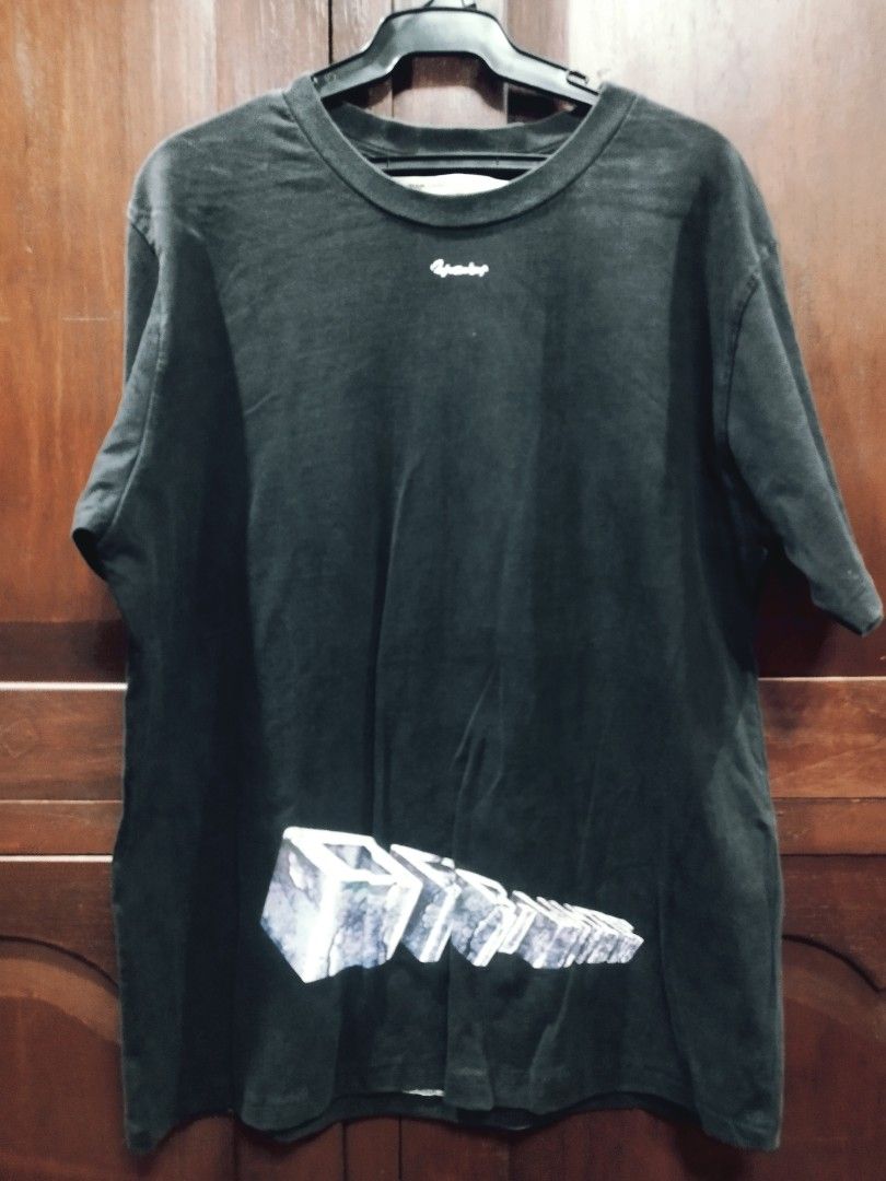 Off-White Graphic Print T-shirt (Category: Tshirts & Polo Shirts ) located in Manila. Submitted by ozian1727 (Listing ID 1437302865, Image 1). Description: - Off-White Black T-shirt -Altered inside, no washtag - Graphic print on front and back - Front: Geometric shapes - Back: Woman's face and panther - Crew neck - Short sleeves - Brand and size tag visible.