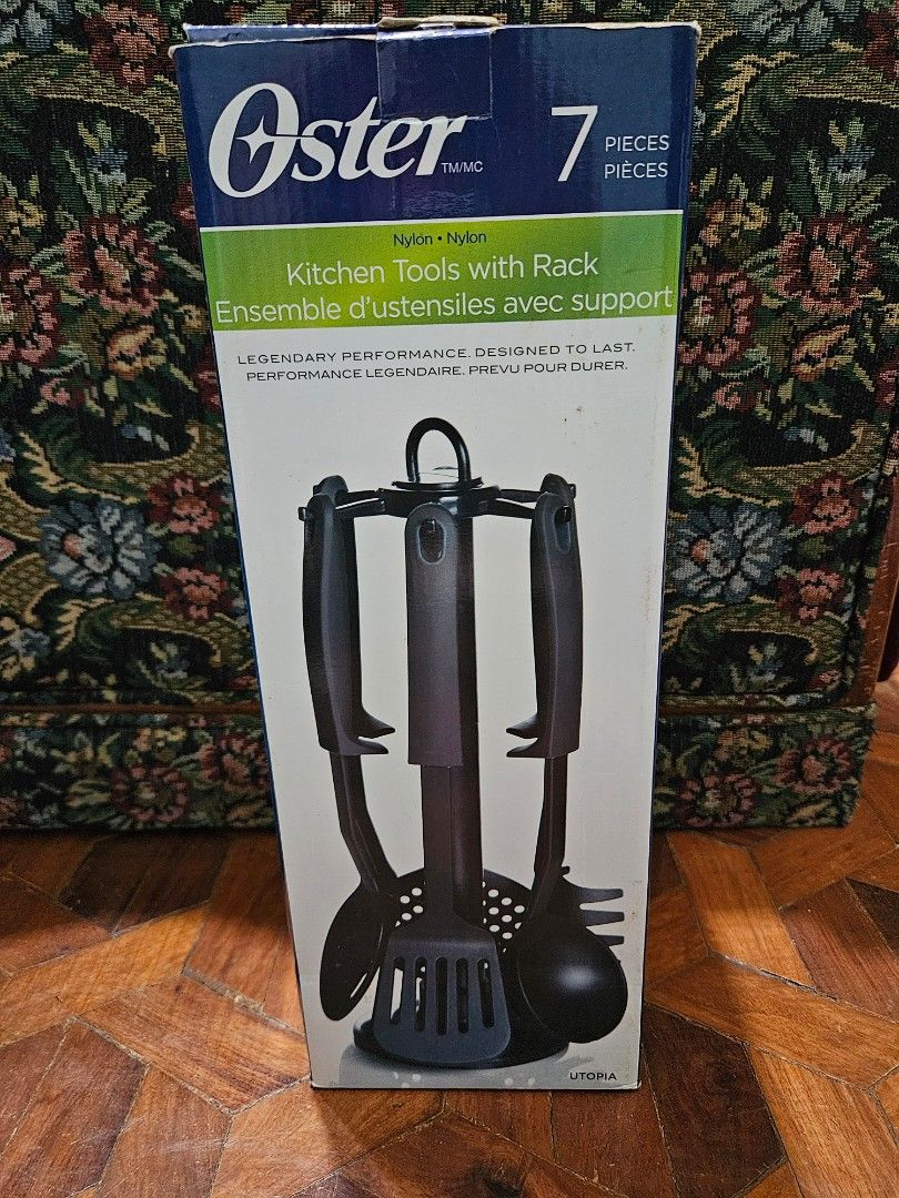 Oster 7-Piece Kitchen Tools with Rack (Category: Other Kitchenware & Tableware) located in Manila. Submitted by bubba20 (Listing ID 1437270490, Image 1). Description: -Brandnew - Oster 7-piece kitchen tool set - Includes a convenient storage rack - Designed for legendary performance and durability - A complete set of essential kitchen utensils - Perfect for any kitchen.