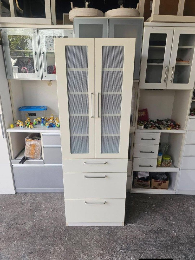 Pantry Cabinet (Category: Shelves, Cabinets & Racks) located in Meycauayan. Submitted by marygracecasimiro (Listing ID 1437276504, Image 1). Description: Pantry Cabinet ‼️₱10,800‼️ 👉Space Saver! 😘🥰🤩 ✔️L-23 H-71 W-16 inches 📐 ✔2 Doors and 3 Drawers 🗄 ✔️Laminated 🔖 ✔️Compress & Plywood Back 🪵 ✔Scratches As-is! 💚.