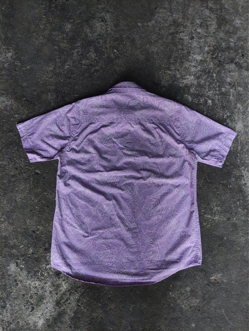 Ripndip Nermal Leaf Button Up Purple (Category: Activewear) located in Bocaue. Submitted by mosthighcollective (Listing ID 1437269801, Image 3). Description: Ripndip Nermal Leaf Button Up Size: S on tag Dimes: 21 width 27.5 length Good as new condition No issue 1200 only Dm me to purchase 📥.