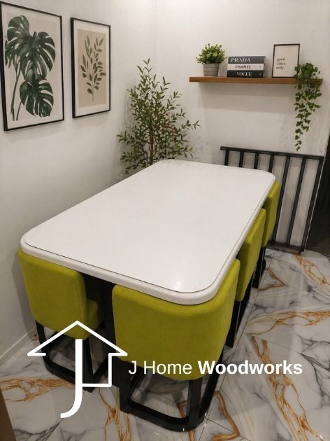 Space Saver Dining Table 4, 6 OR 8 Seater (Category: Tables & Sets) located in Manila. Submitted by jhomewoodworks (Listing ID 1437211588, Image 2). Description: Ideal for small spaces (Condo, Small House, Small Apartment) FREE ASSEMBLE We Deliver in NCR+, Philippines NO DOWNPAYMENT CASH ON DELIVERY Materials ✔️ Table: -Top: Marine Plywood -Body/Feet: Mahogany Wood ✔️ Chair: -Mahogany Wood -German Leather -Uratext Foam ✔️ With top glass ✔️ Smooth