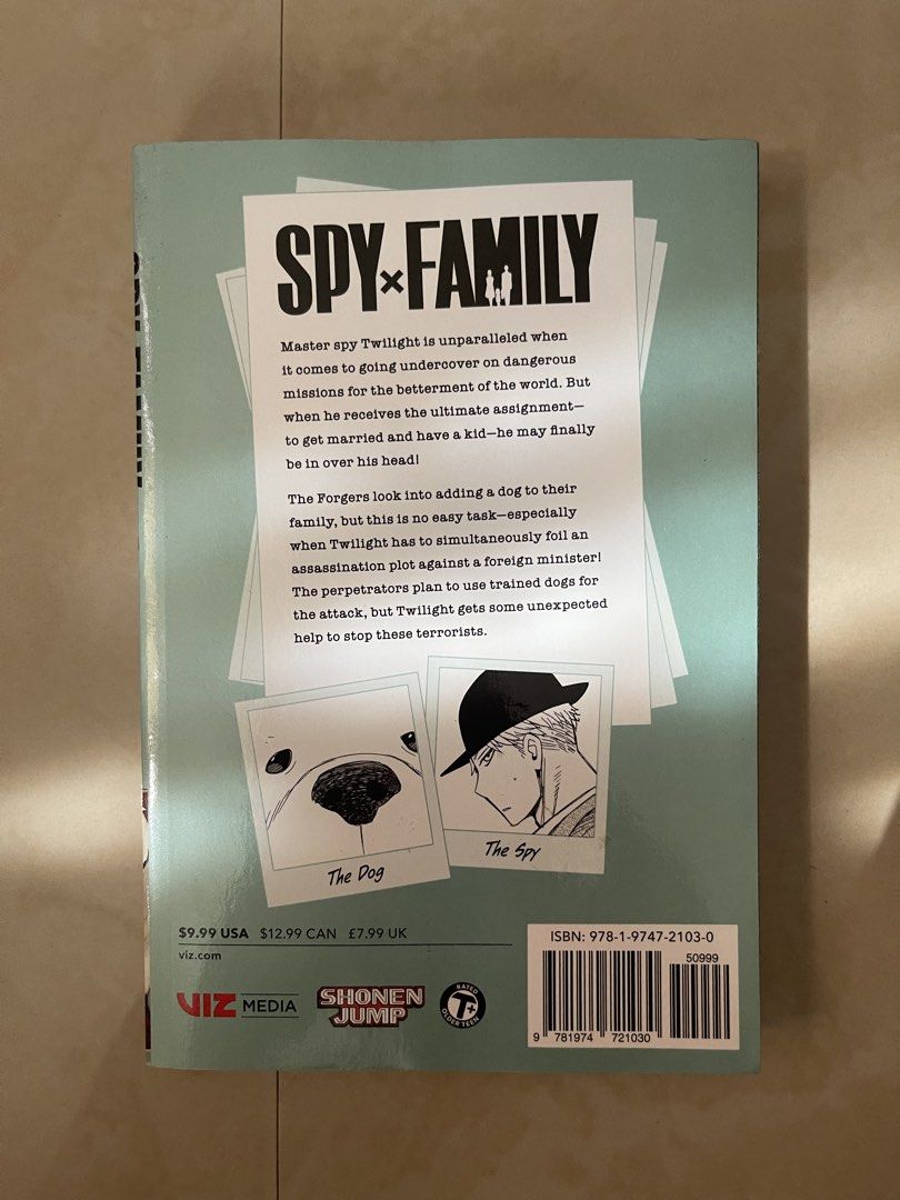 Spy x Family Volume 4 (Category: Comics & Manga) located in Manila. Submitted by declutterwlia (Listing ID 1437287149, Image 2). Description: ꩜ retail price: ₱570 ꩜ authentic (bought from fullybooked) ꩜ haven’t read but with yellowing pages ꩜ pages are still readable and no missing pages rfs: won’t continue the series mop: gcash only mod: jnt / lalamove pm for more details and pictures! ❤️‍🩹.
