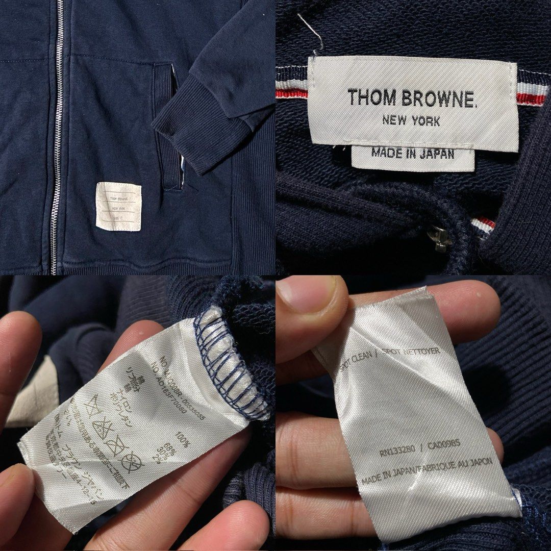 THOM BROWNE 4 BAR ZIP-UP HOODIE (Category: Coats, Jackets and Outerwear) located in Mabalacat. Submitted by alternativegooods (Listing ID 1437293277, Image 3). Description: message for more details !! ⌗ these are thrifted/preloved, manage your expectations. ⌗ J&T/Lalamove [no cod] ⌗ Payment first policy [gcash only].