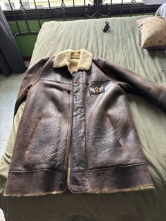 Vintage Schott Suede Leather NYC 327 Bomber Jacket, Men's Fashion