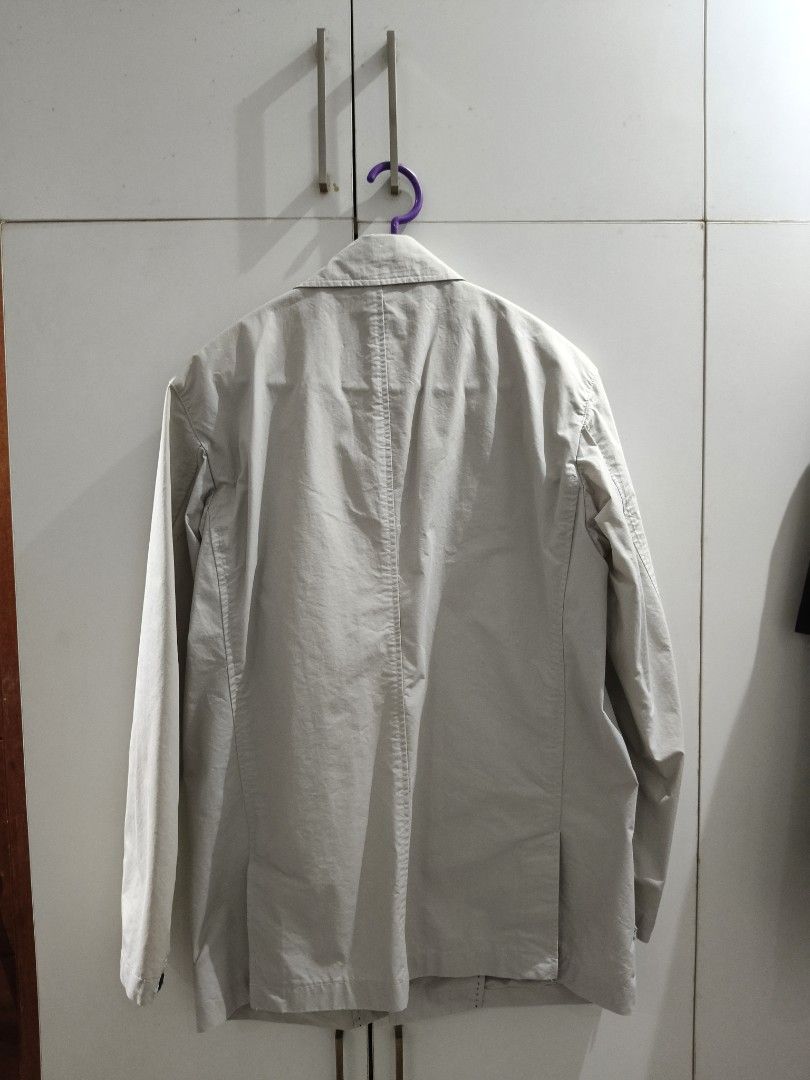 Vintage Kansai Yamamoto Homme Lightweight Jacket / Mac Coat (Category: Coats, Jackets and Outerwear) located in Las Pinas. Submitted by stairrs (Listing ID 1437372379, Image 2). Description: - Kansai Yamamoto jacket for men - Size: M - Features: - Collared neckline - Button-down closure - Two front pockets - Inner pocket - Light color - Striped lining detail on collar and inner pocket.
