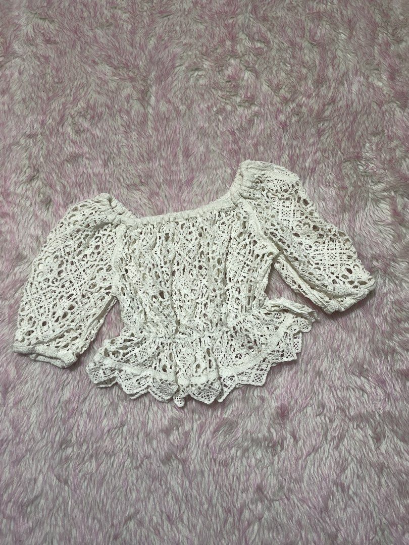 white lace off shoulder boho summer see through top (Category: Blouses) located in Quezon City. Submitted by closetsos (Listing ID 1437377689, Image 2). Description: .