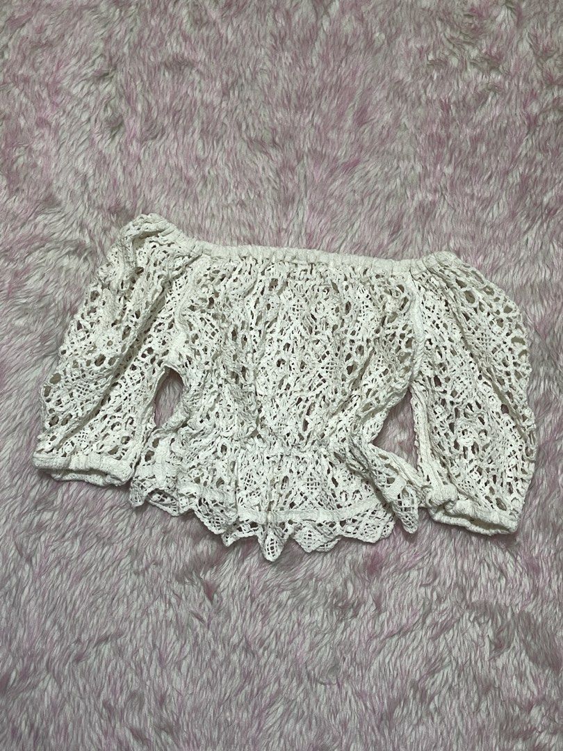 white lace off shoulder boho summer see through top (Category: Blouses) located in Quezon City. Submitted by closetsos (Listing ID 1437377689, Image 1). Description: .
