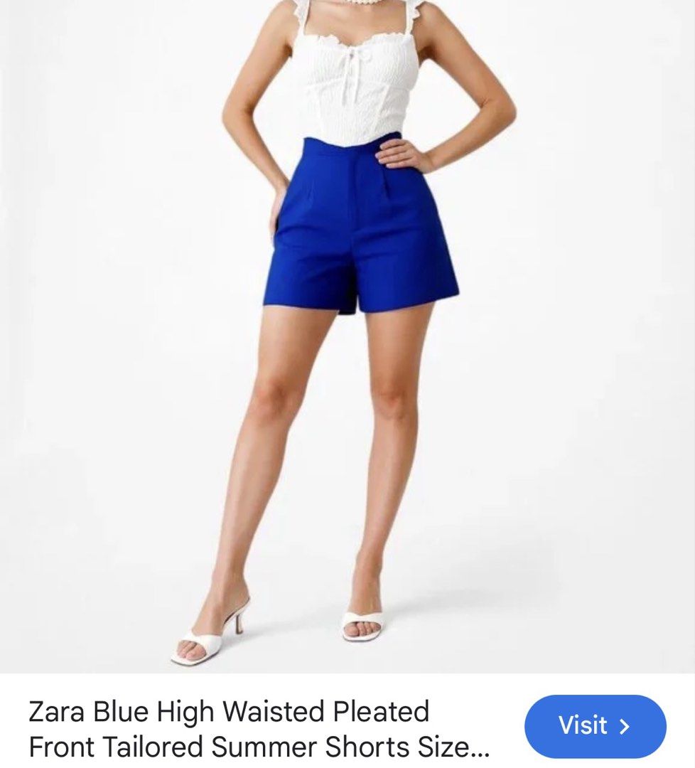 Zara Blue High Waisted Shorts (Category: Shorts) located in Antipolo. Submitted by theeditedcloset (Listing ID 1437282671, Image 3). Description: - Zara high-waisted shorts - Vibrant blue color - Size S (EUR S, USA S, MEX 26) .