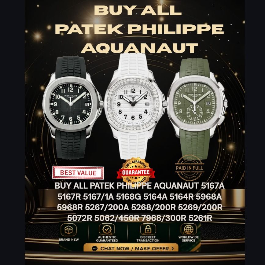 🚨 WTB BUY BUY ALL PATEK PHILIPPE AQUANAUT 5167A 5167R 5167/1A 5168G 5164A 5164R 5968A 5968R 5267/200A 5268/200R 5269/200R 5072R 5062/450R 7968/300R 5261R |ANY DIAL|NEW OR USED|Full set / partial set / watch only|Local or overseas (Category: Men's Watches) located in Singapore. Submitted by buyingrolexcash (Listing ID 1437475114, Image 1). Description: 🚨 WTB BUY BUY ALL PATEK PHILIPPE AQUANAUT 5167A 5167R 5167/1A 5168G 5164A 5164R 5968A 5968R 52
