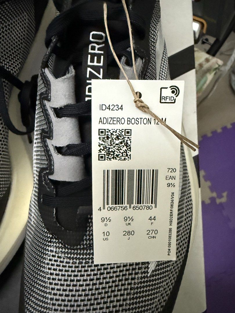 Adidas Adizero Boston 12 M (Category: Sneakers) located in Manila. Submitted by implusebuyer32 (Listing ID 1437472109, Image 3). Description: - Adidas Adizero Boston 12 M running shoes - Color: Black and White - Size: US 10, UK 9 1/2, EUR 44 - Includes original box and receipt RFS: Too many running shoes. .
