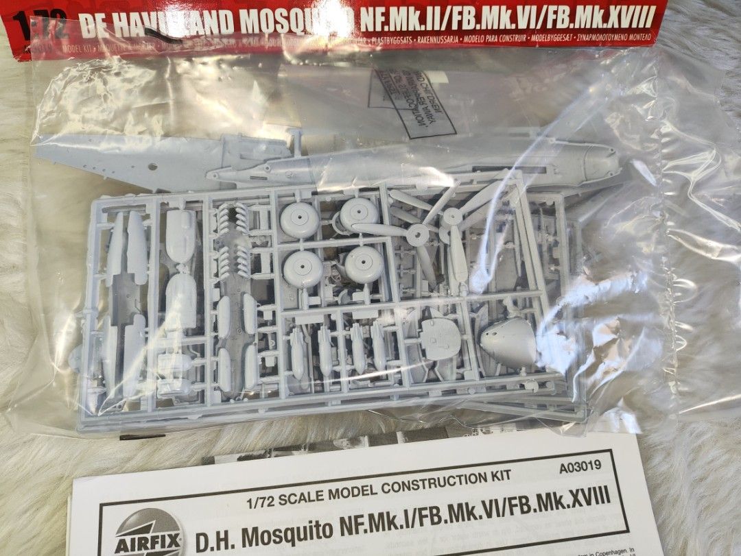 Airfix 1:72 De Havilland Mosquito Model Kit (Category: Home Improvement Tools & Accessories) located in Cavite. Submitted by tinetaclesss (Listing ID 1437444592, Image 2). Description: - Airfix 1:72 scale model kit - De Havilland Mosquito NF.Mk.II/FB.Mk.VI/FB.Mk.XVIII - Unassembled plastic parts - Includes instruction sheet - Box art shows finished model - Parts are still sealed.