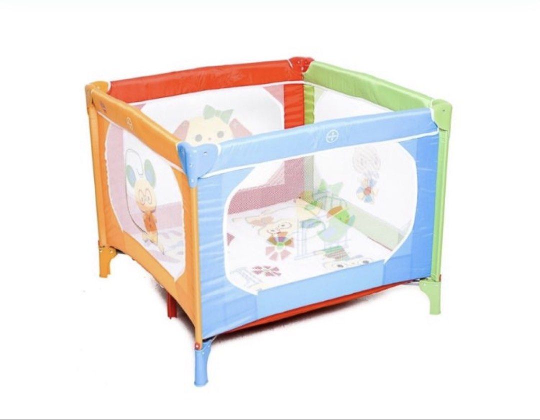 Akeeva Square Playpen (Taj) (Category: Cots & Cribs) located in Manila. Submitted by realprelovedbylmhr (Listing ID 1437495108, Image 2). Description: - Suitable for babies aged 0-3 months - Multifunctional: Crib, travel cot, and playpen - Dimensions: 36 x 36 inches - Weight: 6 kg - Compact fold design - Includes nylon travel bag for easy portability -USED ONCE; can send video how to open and close.