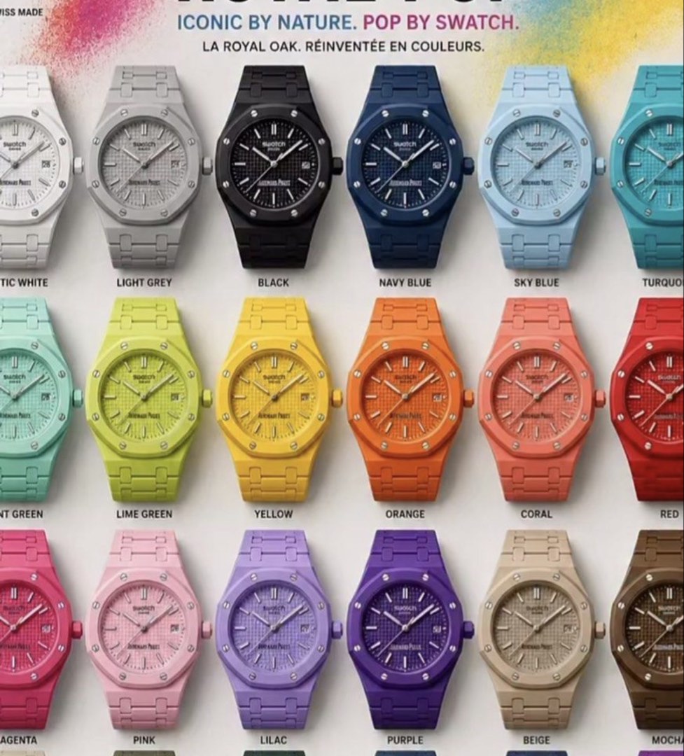 Audemars Piguet x Swatch Royal Oak Pop Watch, Luxury, Watches on