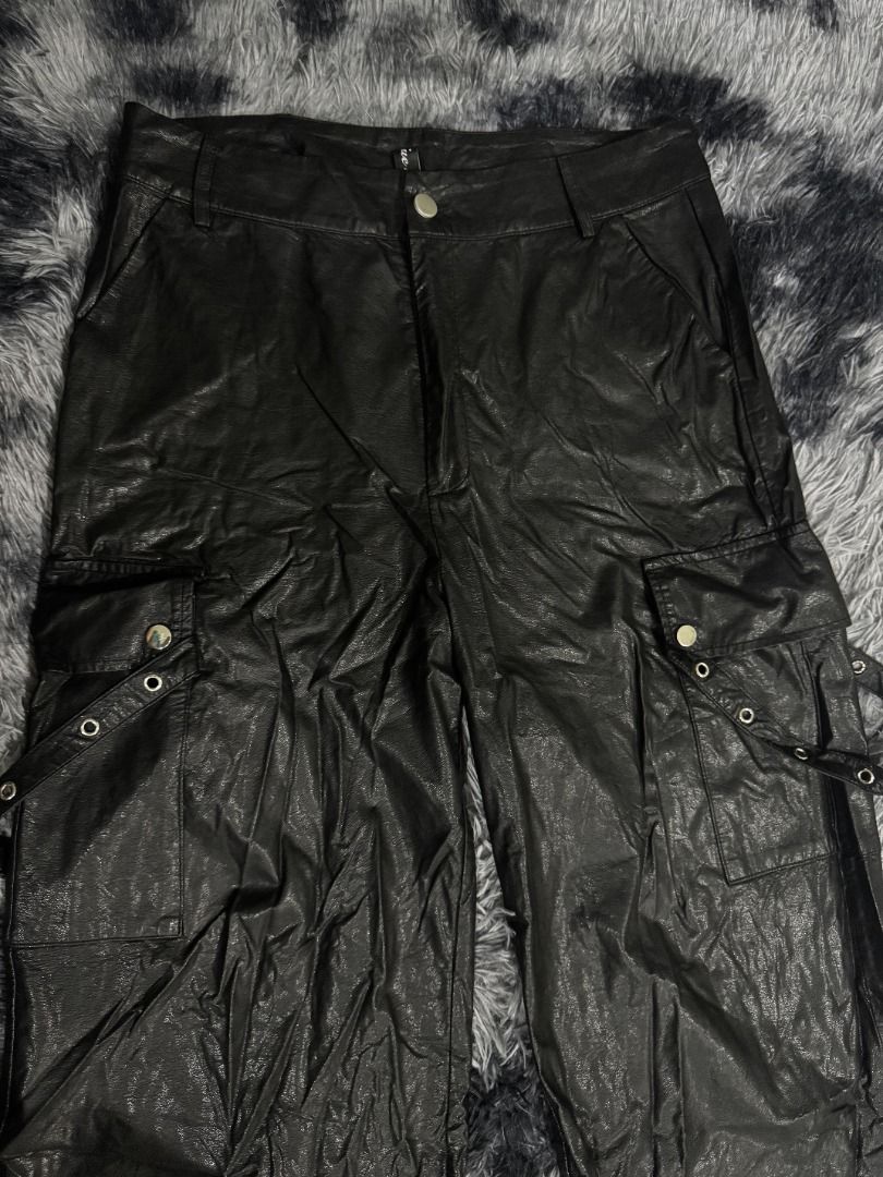 Black Faux Leather Cargo Pants (Category: Other Bottoms) located in Puerto Princesa. Submitted by 22B_Garments (Listing ID 1437456969, Image 1). Description: LENGTH: 38.5 WAIST: 30 RISE: 13.5 TRIPP NYC HOT TOPIC Tornado Mart 14th Addiction Roen ifsixwasnine Y2K Visual Kei VKEI Semantic Design In The Attic Vuja De cmmawear PAF Post Archive Faction Julius Julius7.