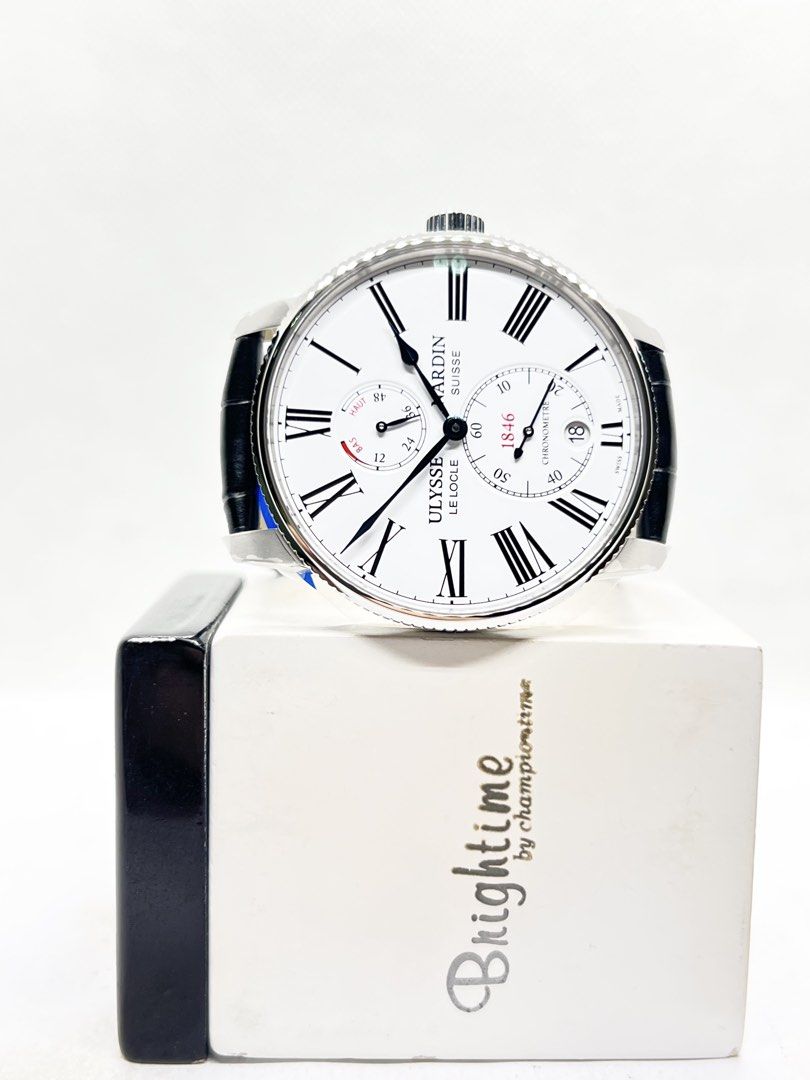 Brand New Ulysse Nardin Marine Torpilleur 1183-310/40 White Dial Automatic Steel Casing Leather ( Mar 26 ) (Category: Watches) located in Singapore. Submitted by brightime (Listing ID 1437544425, Image 2). Description: Brand New Ulysse Nardin Marine Torpilleur 1183-310/40 White Dial Automatic Steel Casing Leather ( Mar 26 ) ** Brand New ** Model : 1183-310/40 Also known as : Marine Torpilleur Case size : 42mm Dial : White Dial With Black Roman Nu