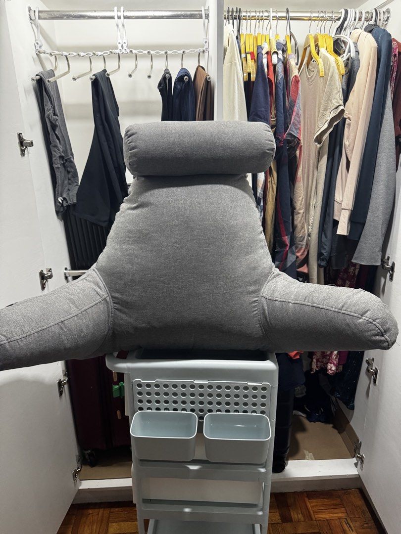 REPRICED Breastfeeding armchair with neck pillow (Category: Cushions & Throws) located in Pasig City. Submitted by tinytita (Listing ID 1437520427, Image 1). Description: Large breastfeeding arm chair pillow with detachable neck pillow. Both armchair pillow and neck pillow are firm - perfect for holding and feeding baby and even for contact naps. .
