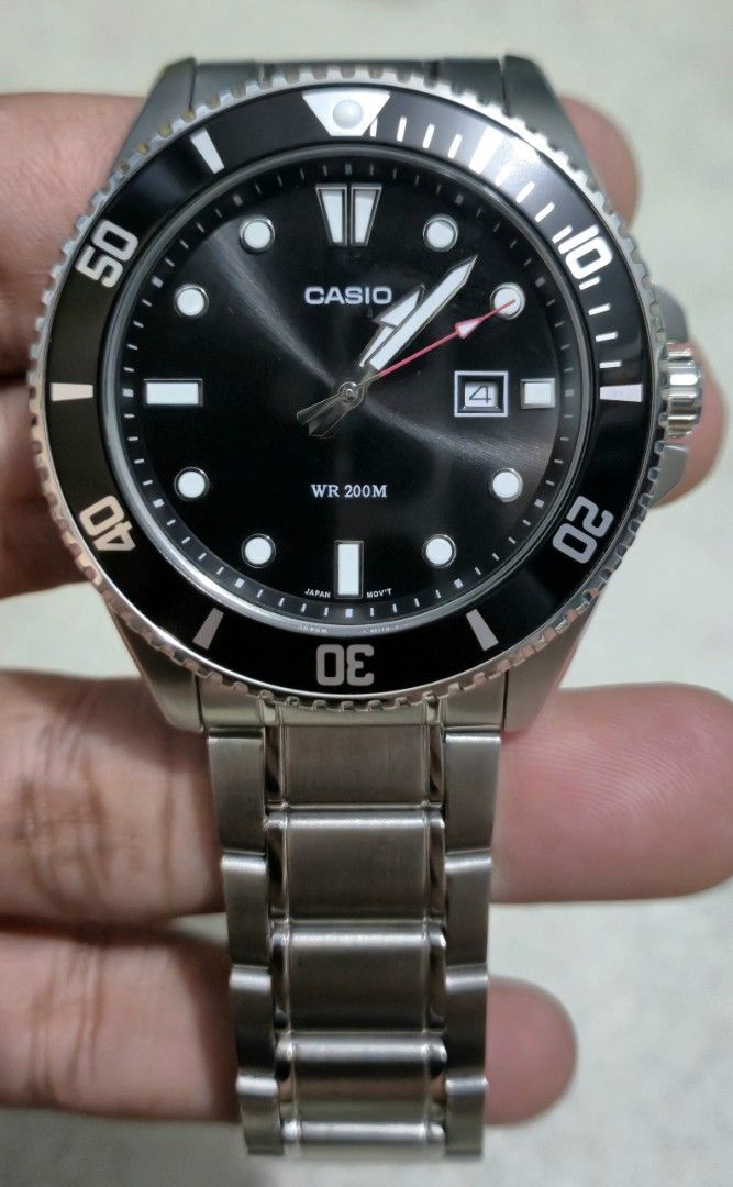 Casio MDV-107D-1A1VDF Watch(Negotiable) (Category: Men's Watches) located in Pasay City. Submitted by fjseller (Listing ID 1437443985, Image 1). Description: - Casio MDV-107D-1A1VDF watch - Black dial and stainless steel band - Water-resistant to 200M - Date display - Includes original warranty card (dated April 7, 2025 from Time Collection Makati) - Comes with user's guide - Complete Links.