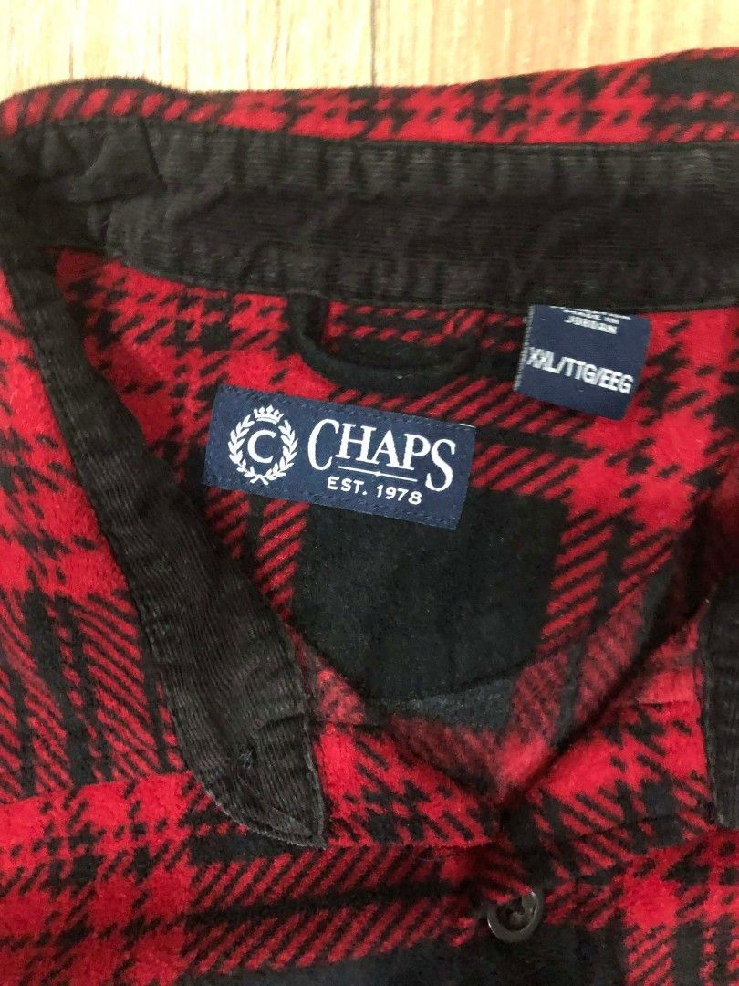 Chaps Red Flannel (Category: Formal Shirts) located in Manila. Submitted by kc_archvs (Listing ID 1437465307, Image 2). Description: Size XXL Dimes 26x29 599php if delivery +sf.
