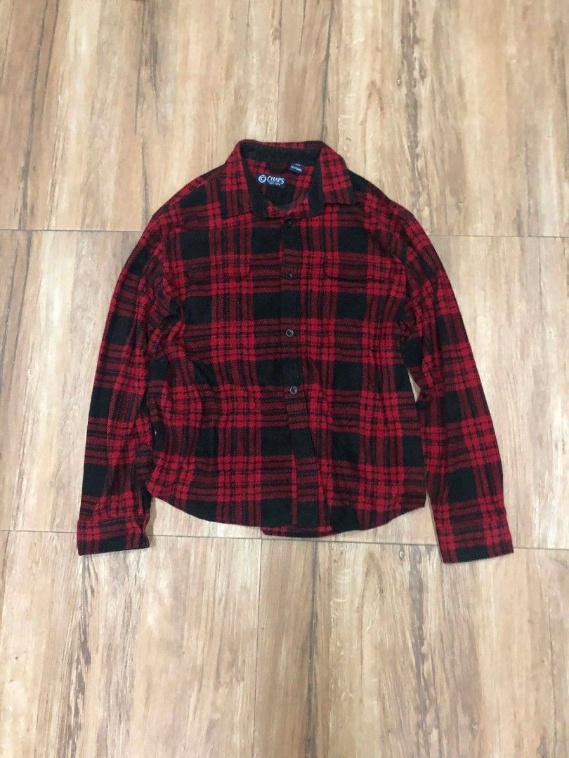 Chaps Red Flannel (Category: Formal Shirts) located in Manila. Submitted by kc_archvs (Listing ID 1437465307, Image 1). Description: Size XXL Dimes 26x29 599php if delivery +sf.